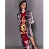 HANDCRAFTED TEE - GRIS/ROUGE